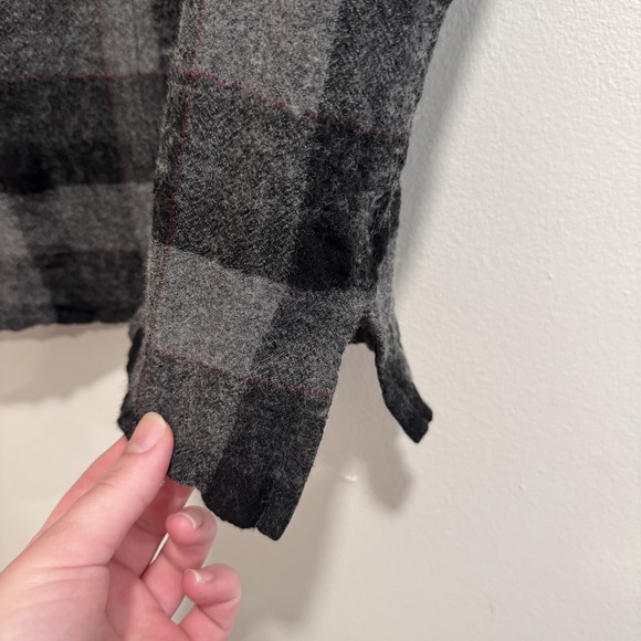 Poetry Flannel Button Gray Red Plaid Long Sleeve Mini Shirt Dress Wool Blend 8 - Picture 15 of 16